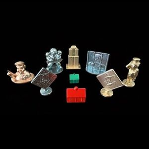 Lot of 9 Monopoly Surprise Community Chest Boxes Collectible Tokens Gold Silver